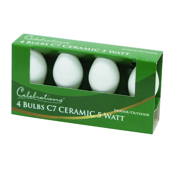 Celebrations Celebrations Incandescent C7 White 4 ct Replacement Christmas Light Bulbs 0.08 ft. BU4C7OWHA - main